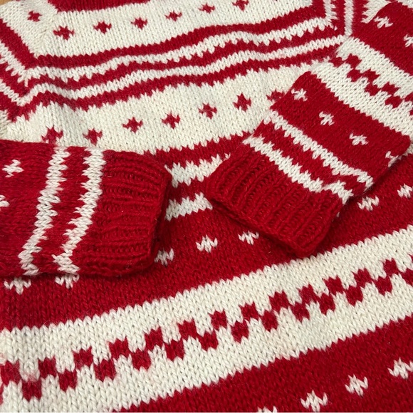 Hand Knit Mock Neck Nordic Pattern Sweater - Picture 5 of 8